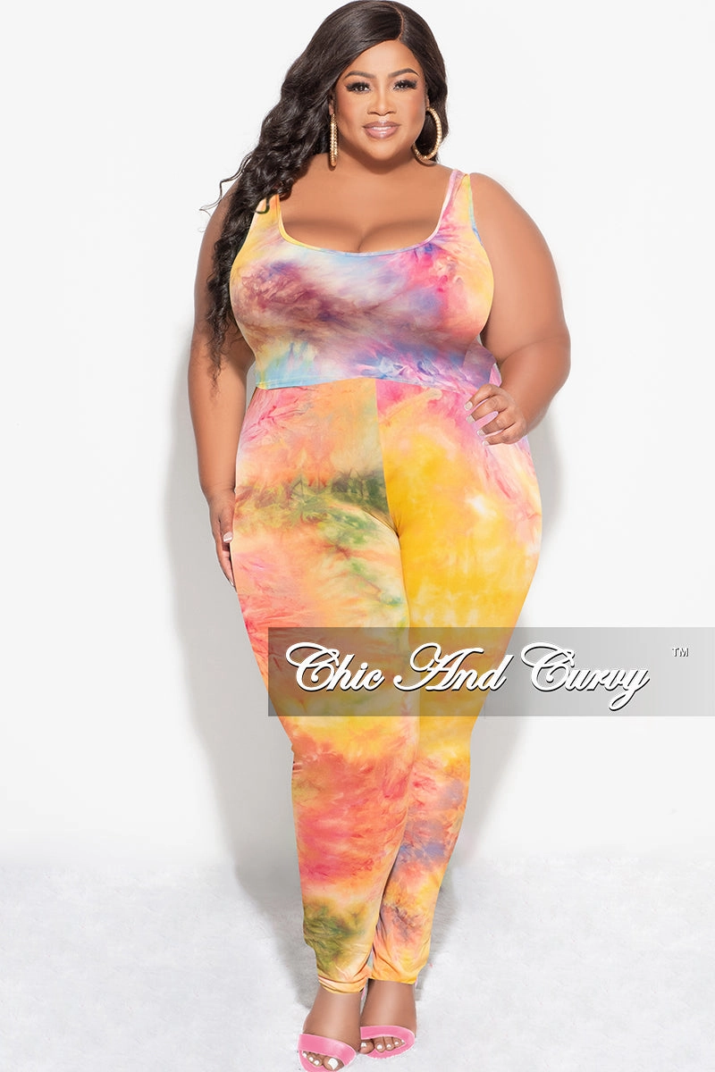 Cozy Design SeamlessPockets Final Sale Plus Size 3-pc (Duster, Crop Tank Top & Pants) Set in Rainbow Sherbet Tie Dye