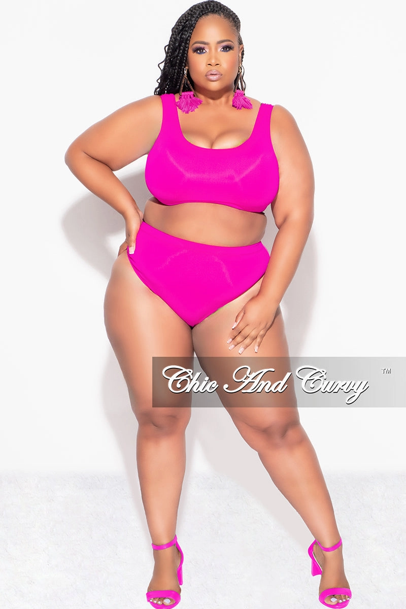 Final Sale Plus Size Bikini Set in Neon Pink Ultra Soft