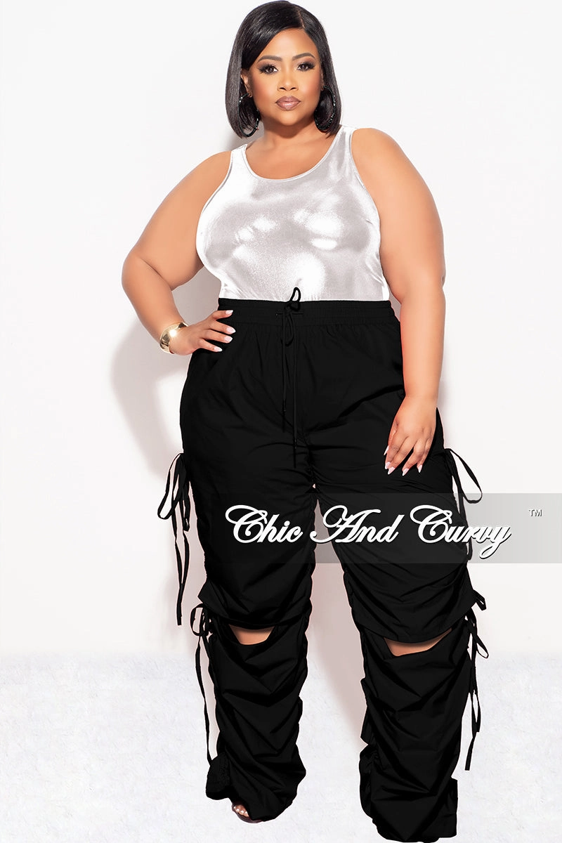 Abrasion Proof Reinforcements hypoallergenic material Final Sale Plus Size Bodysuit in Silver and Black