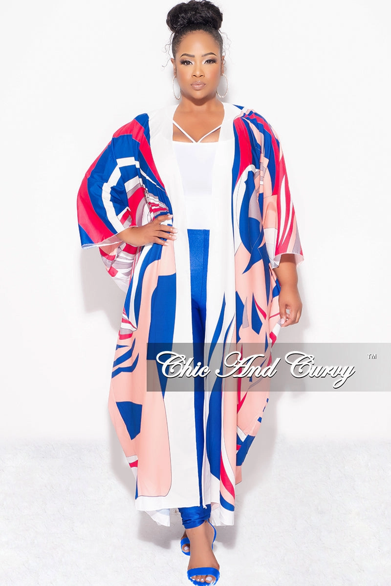 AdjustableTabs Final Sale Plus Size Caftan in Royal Blue and Fuchsia