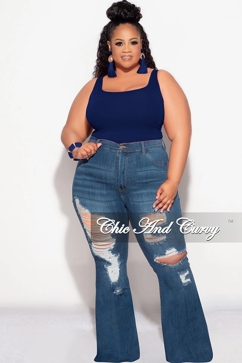 Final Sale Plus Size Camisole with Thick Straps in Navy (Top Only) Comfy Material