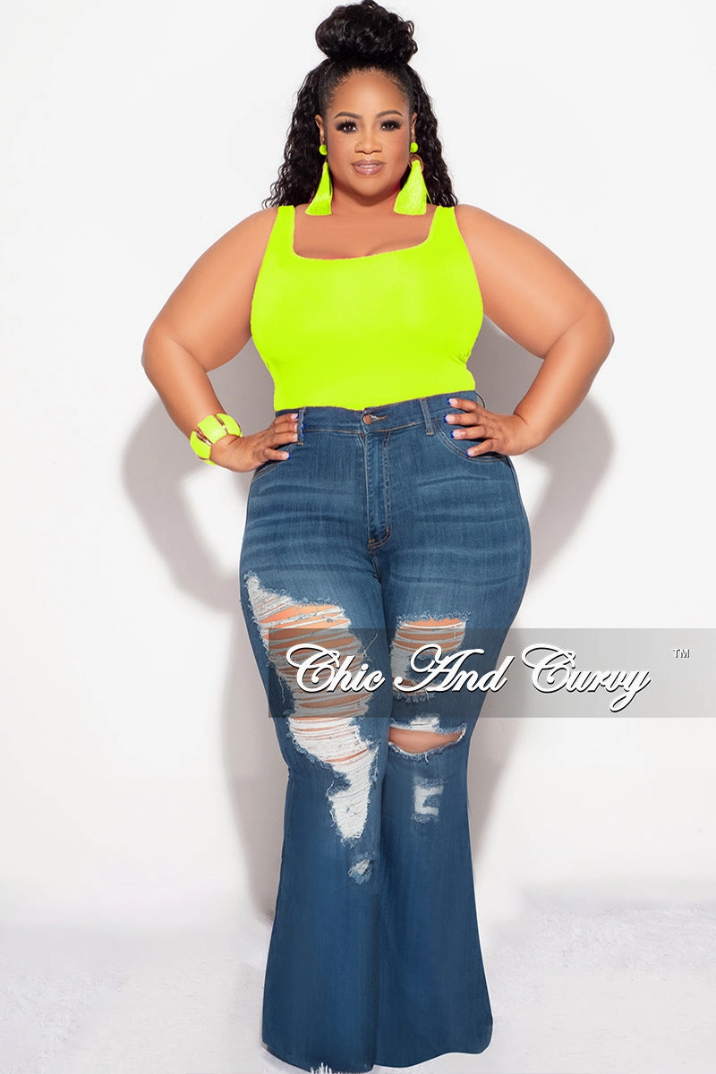 Practical Look Final Sale Plus Size Camisole with Thick Straps in Neon Lime (Top Only)