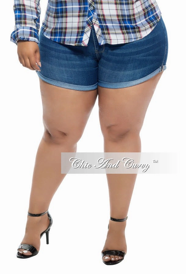 Comfort Waist Final Sale Plus Size Dark Denim Shorts