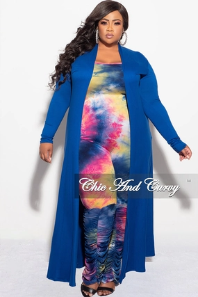 Low Bulk Final Sale Plus Size Duster in Royal Blue