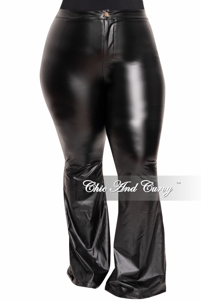 Curved Waistline Final Sale Plus Size Faux Leather Pants