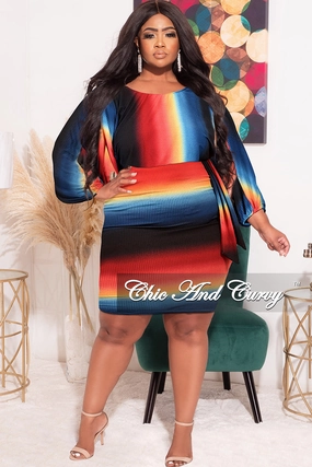 Final Sale Plus Size Faux Wrap BodyCon with Waist Tie and Ruched Sides in Multi Color Print Body shaping