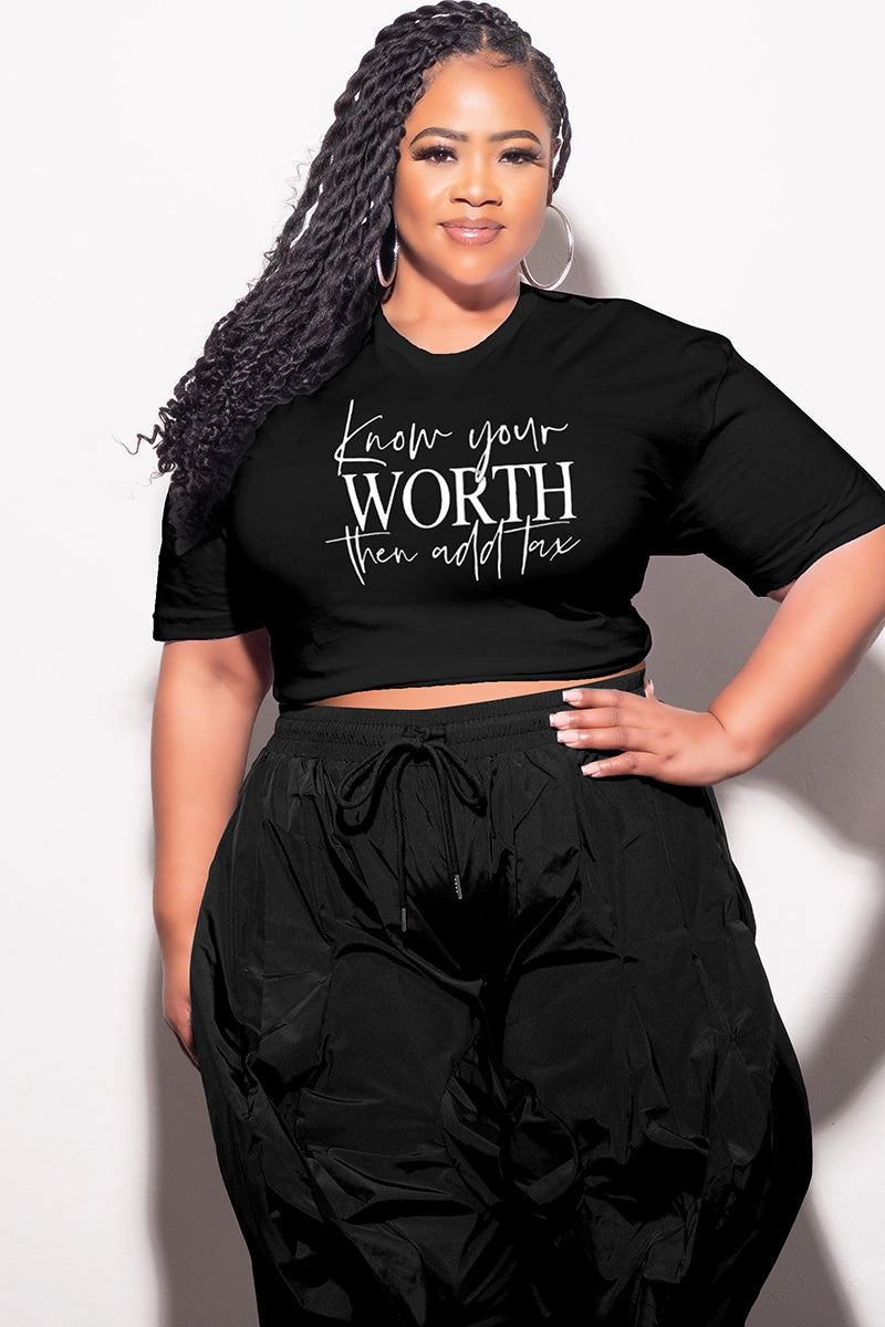 Double Stitched Final Sale Plus Size Fitted Black T-Shirt Know Your Worth