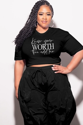 Double Stitched Final Sale Plus Size Fitted Black T-Shirt Know Your Worth