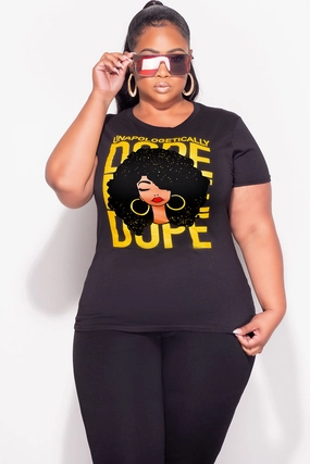 Athletic Comfort Final Sale Plus Size Fitted Black T-Shirt Unapologetically Dope