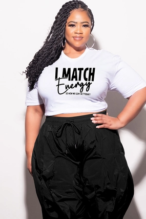 Fit For Movement Final Sale Plus Size Fitted White T-Shirt I Match Energy
