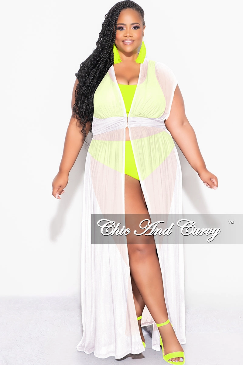 Final Sale Plus Size Goddess Cover Up / Duster in Ivory Chiffon Durable Design Friction Resistant Fabric
