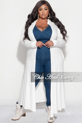 Neutral Shade Soft Interior Final Sale Plus Size Hooded Duster in Ivory