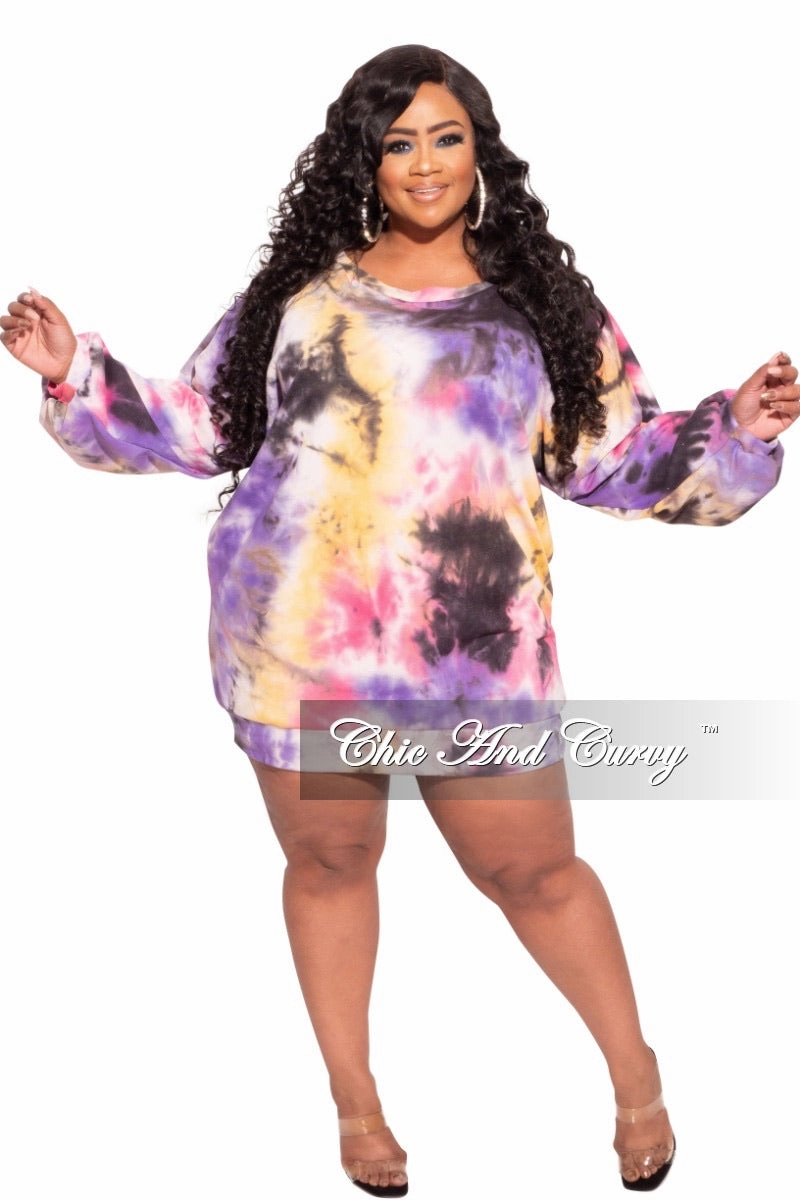 Final Sale Plus Size Jogger Dress in Tie Dye Soft Lines Flexible Layer