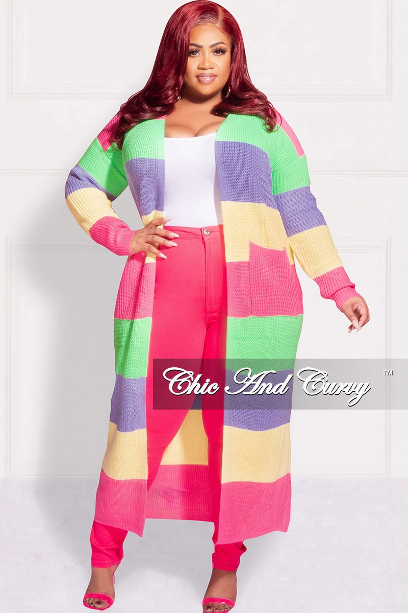 Trendy Design Final Sale Plus Size Knit Sweater Duster Pink, Yellow , Lime Green, Lavender