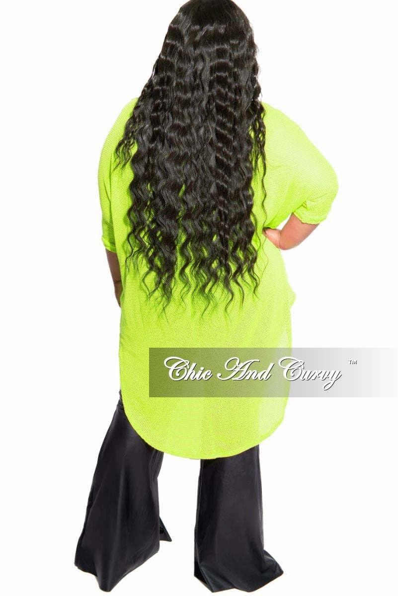 Final Sale Plus Size Knitted High-Low Top in Lime Fashion-Forward