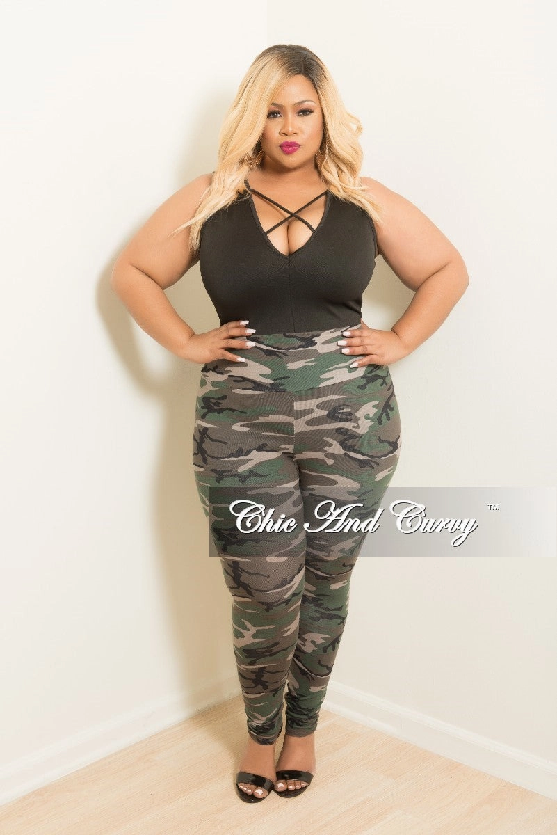 Final Sale Plus Size Leggings in Camouflage Print SmoothZipper NonRestrictiveCut