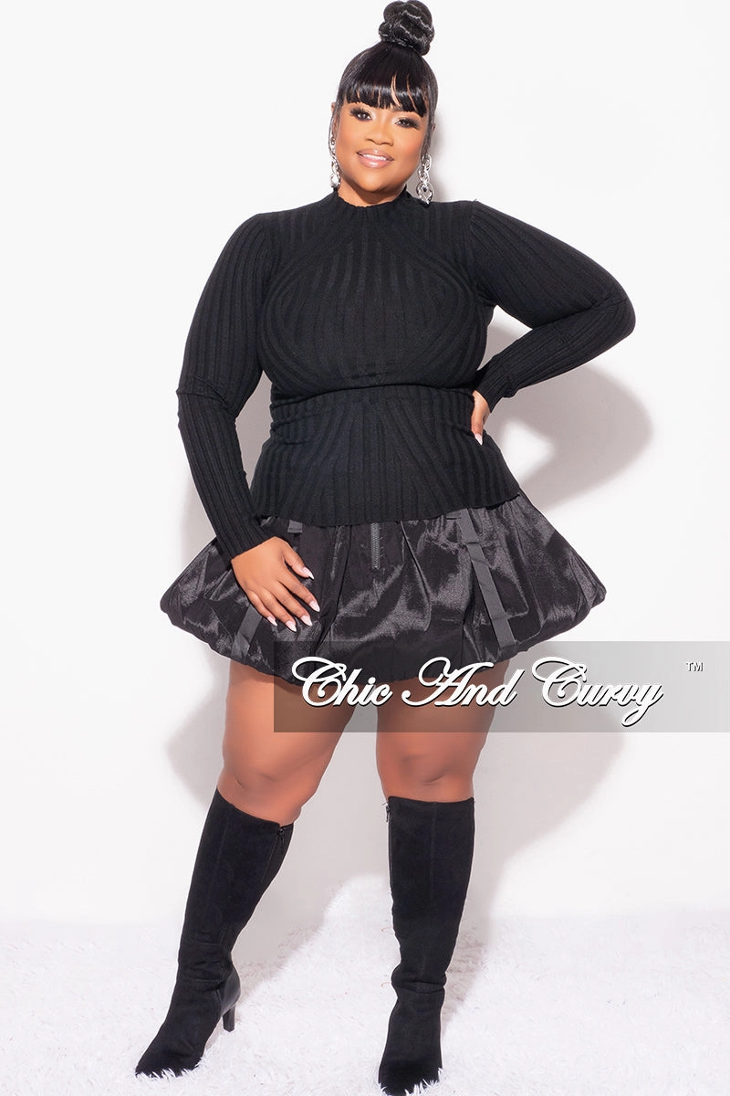 Comfort for All Final Sale Plus Size Long Sleeve Ribbed Turtle Neck in Black