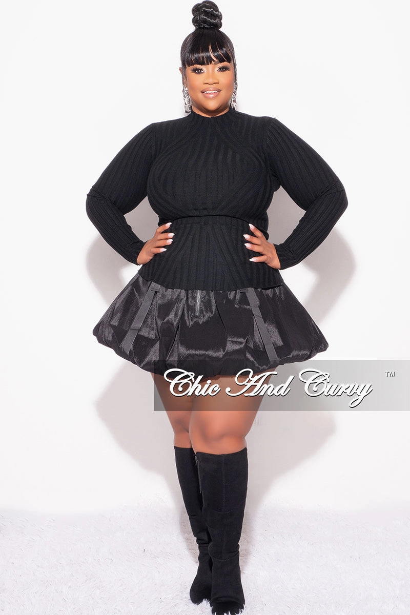 Flexible Layer Fit Final Sale Plus Size Long Sleeve Ribbed Turtle Neck in Black
