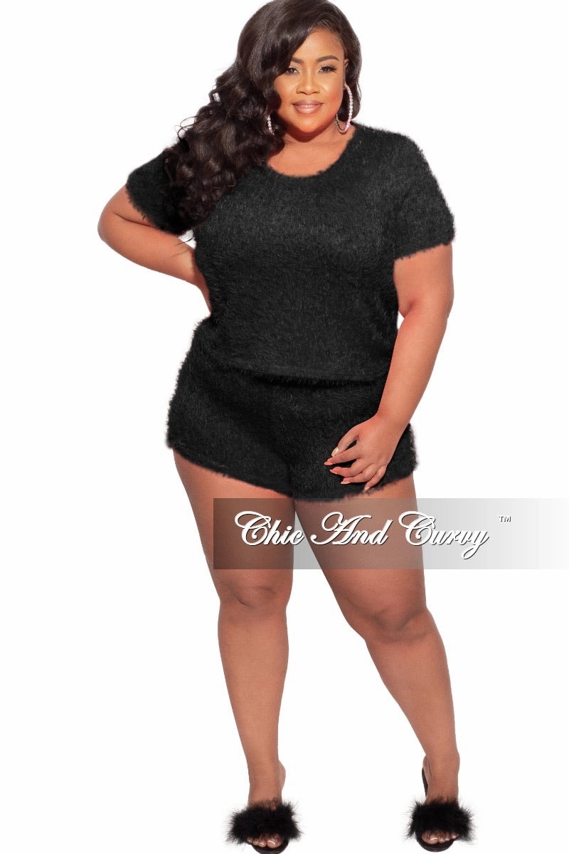 Final Sale Plus Size Lounge Set /Sleepwear in Black Low Bulk MultiPocket