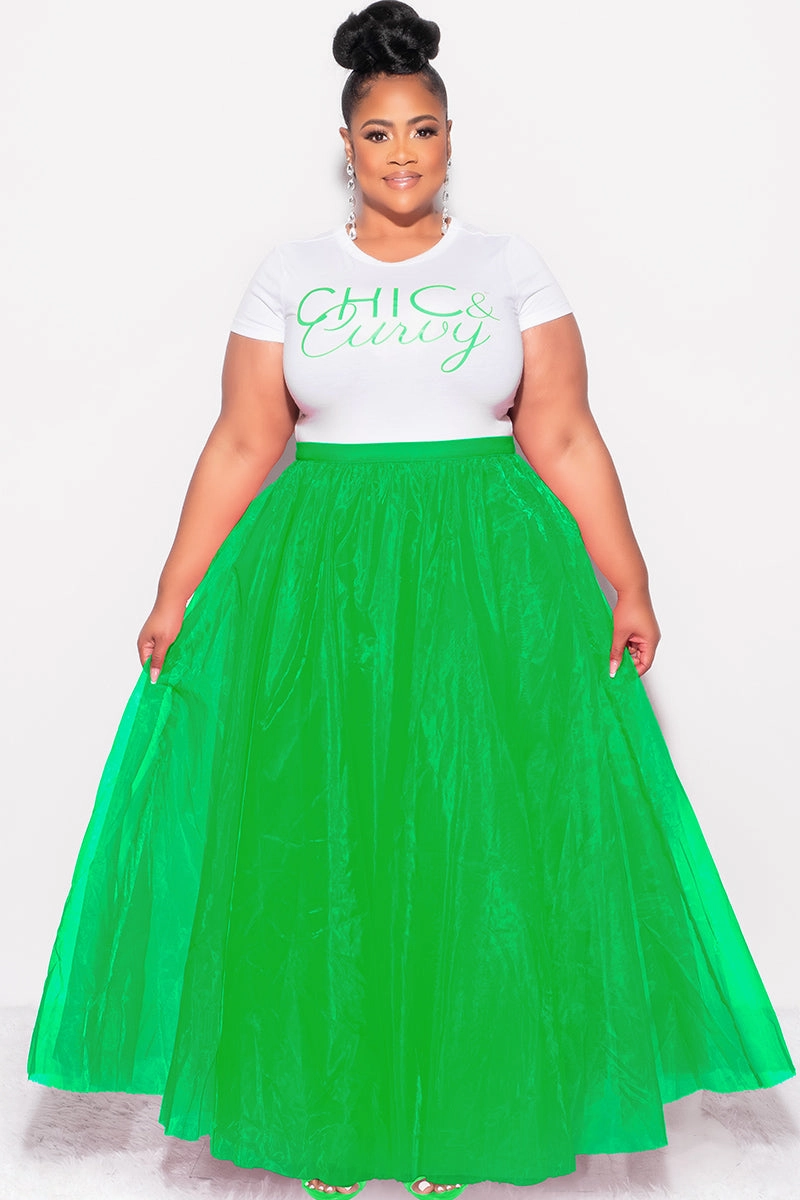AdjustableWaistband Final Sale Plus Size Maxi Tulle Tutu Skirt in Green (SKIRT ONLY)