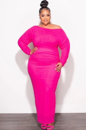 Final Sale Plus Size Mesh Midi Dress in Fuchsia Core Flex Quick Dry Technology