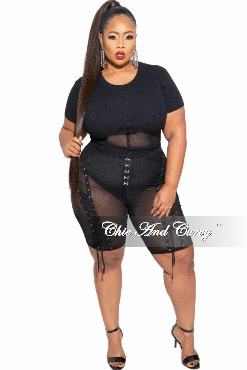 Final Sale Plus Size Mesh Set with Grommet Details BreathableMaterial
