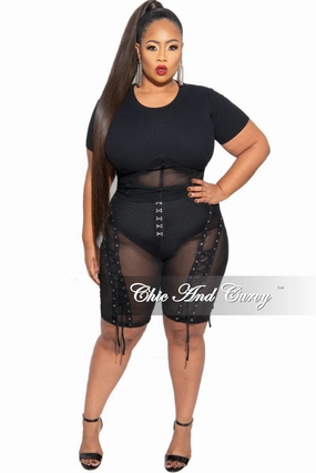 Final Sale Plus Size Mesh Set with Grommet Details Perfect Comfort Fit