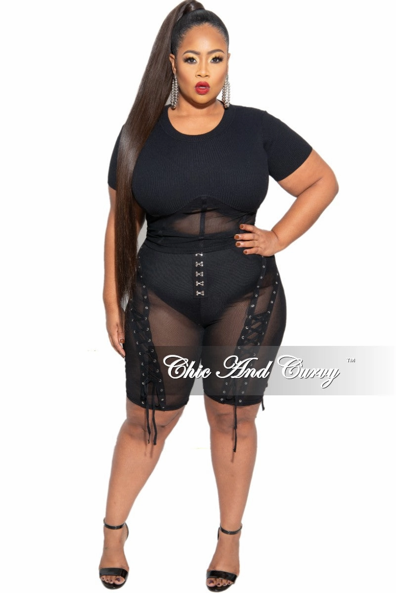 Final Sale Plus Size Mesh Set with Grommet Details Perfect Comfort Fit