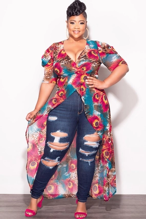Quick Adjust Fit Final Sale Plus Size Mesh Top with Train in Mixed Animal Print