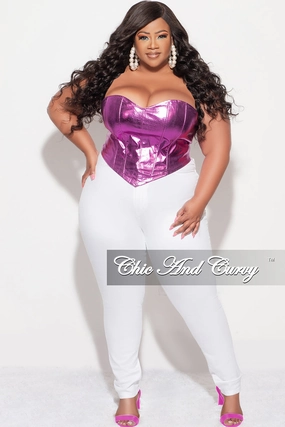Final Sale Plus Size Metallic Corset in Purple Breathable Design Relaxed Design