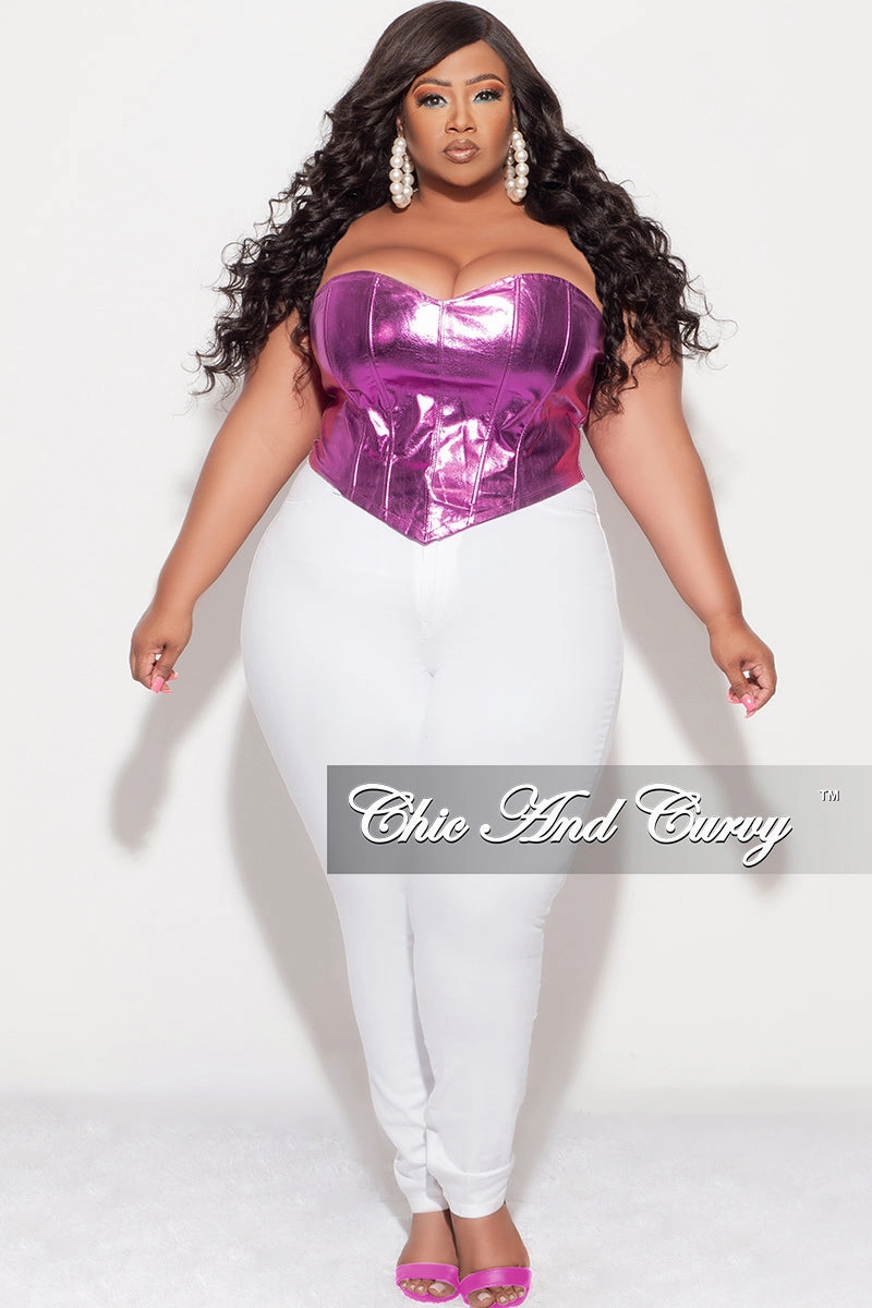 Cozy Waist Final Sale Plus Size Metallic Corset in Purple