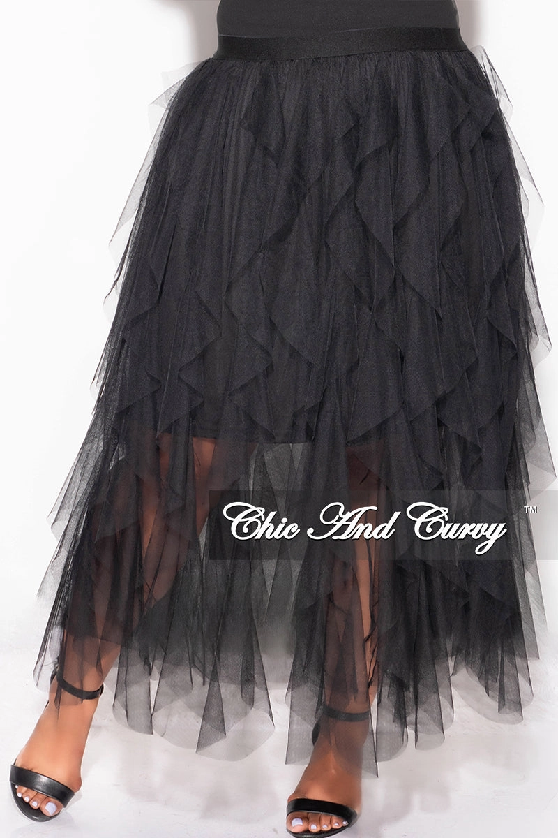 Final Sale Plus Size Multi Layered Mesh Skirt in Black (Skirt Only) Flexible Knees Comfort Base