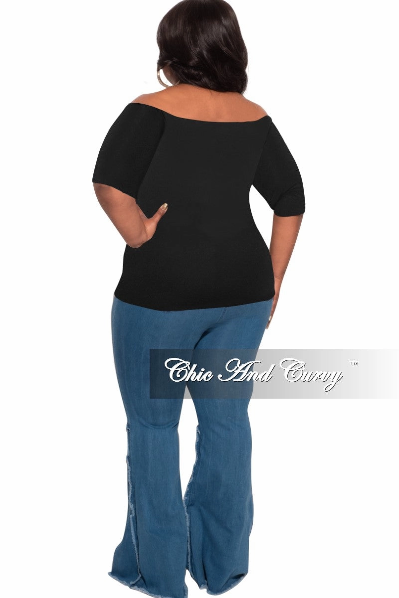Non Irritating Final Sale Plus Size Off the Shoulder Zip Top in Black