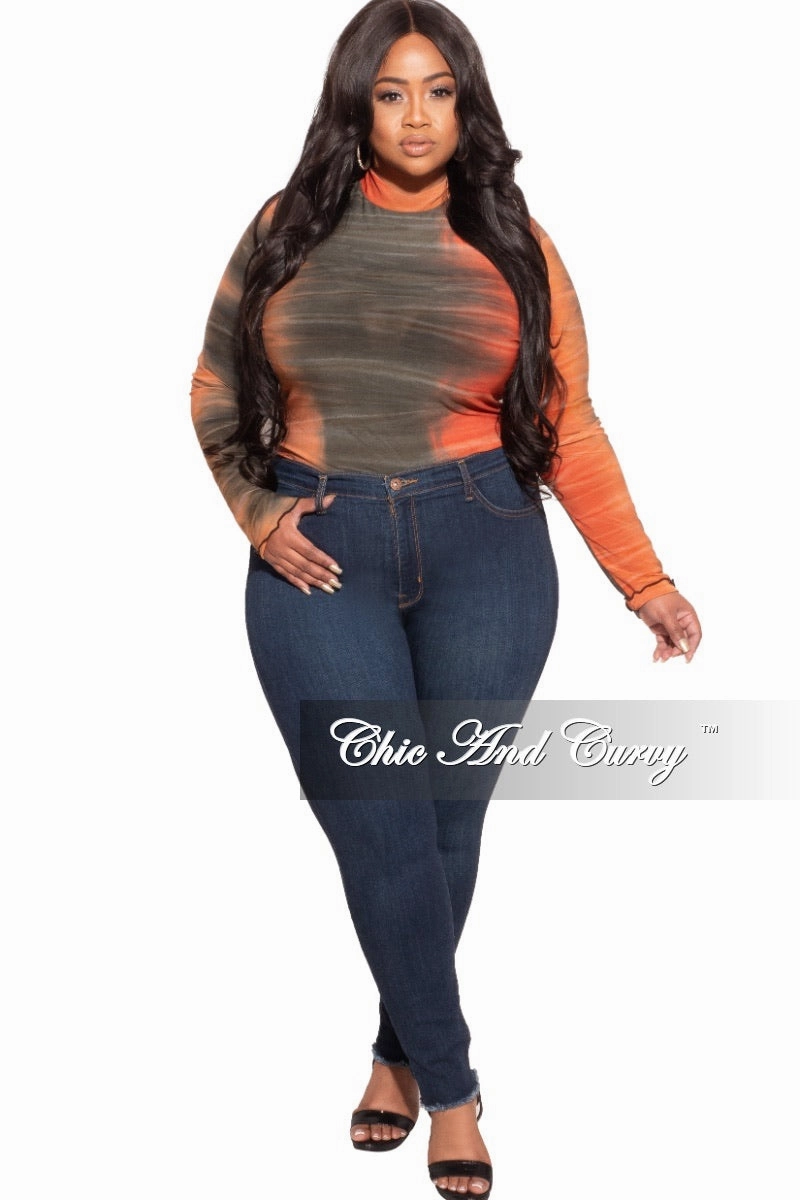 Functional Layer Perfect Pair Final Sale Plus Size Ombr?? Bodysuit In Orange Rust / Olive