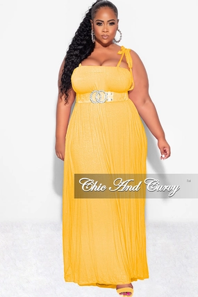 Final Sale Plus Size Oversized Jumpsuit with Self Tie Straps in Mustard Quick-Dry Material Full Flex