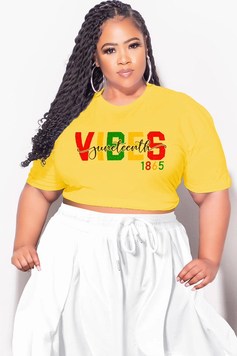 Final Sale Plus Size Oversized Unisex Fit Light Gold T-Shirt Juneteenth Vibes 1865 Chic Fit