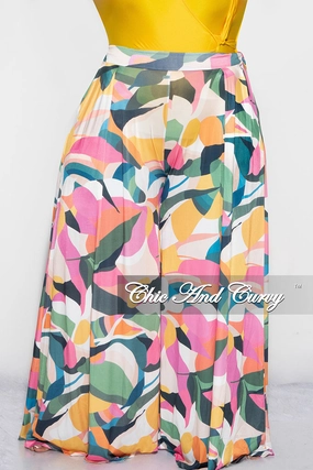 Comfortable Fashion Final Sale Plus Size Palazzo Pants in Multi Color Design Print