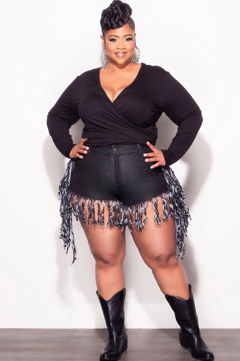 ComfortFit Final Sale Plus Size Plus Size Tie Top in Black