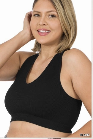 Smart Fit Final Sale Plus Size Ribbed Racerback Tank Top in Black