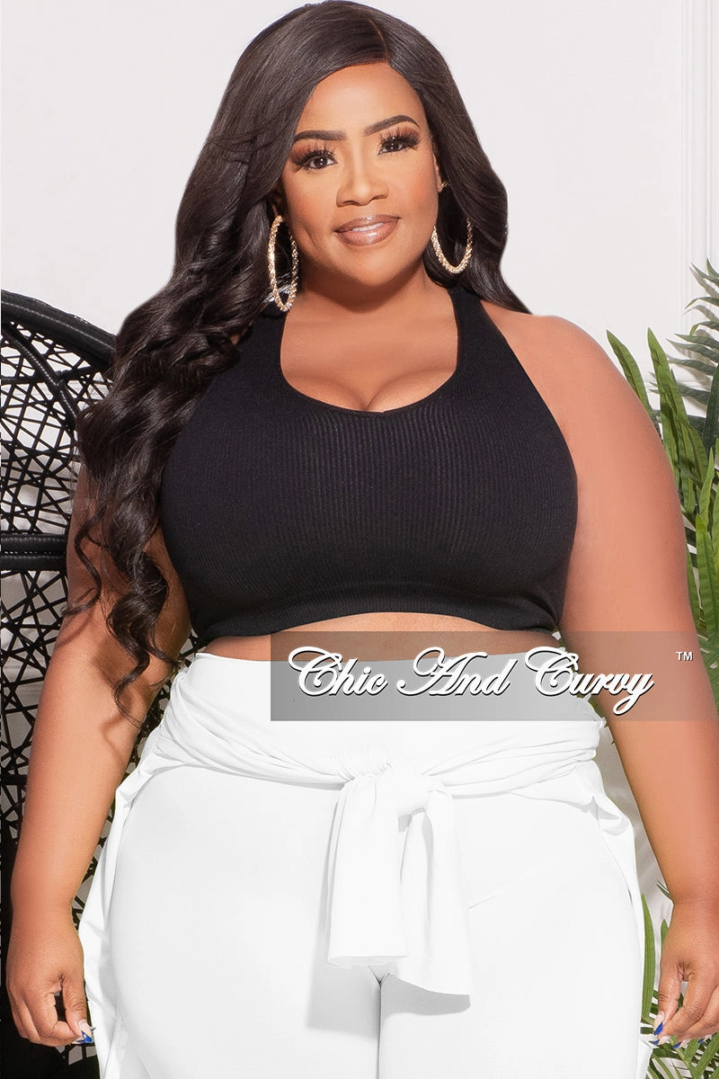 Final Sale Plus Size Ribbed Racerback Tank Top in Black Comfy Feel