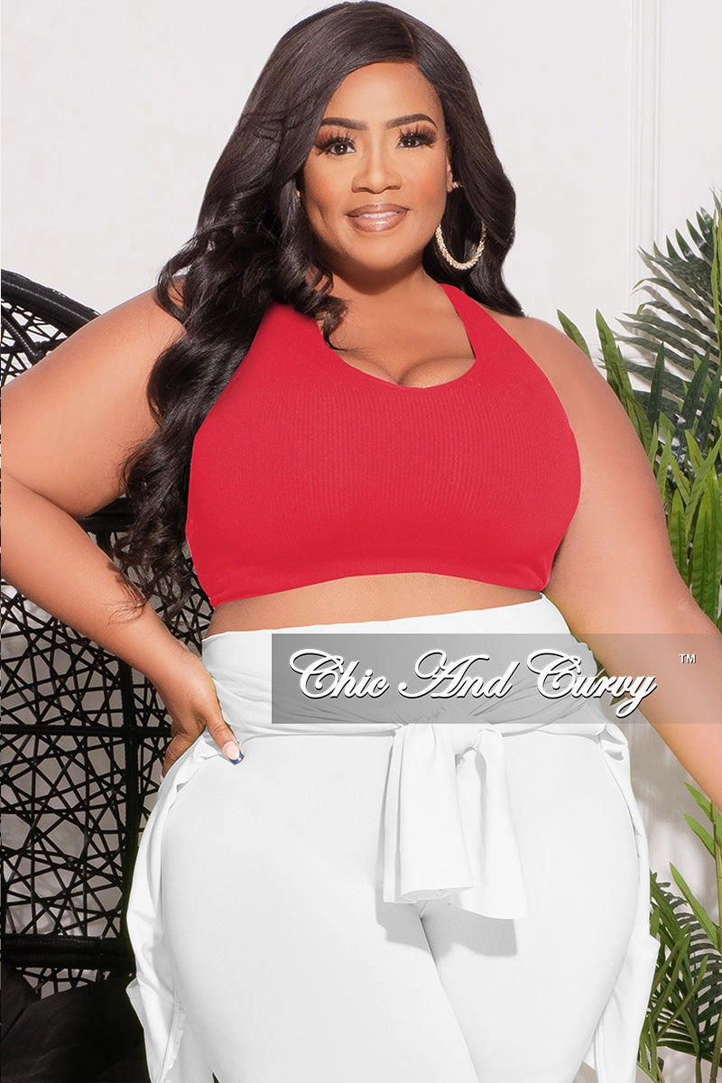 No Pinch Final Sale Plus Size Ribbed Racerback Tank Top in Ruby