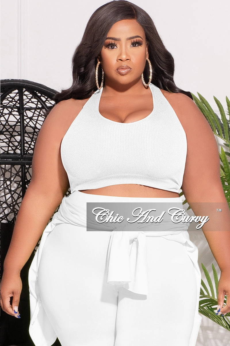 Breathable fabric sporty wear Final Sale Plus Size Ribbed Racerback Tank Top in White