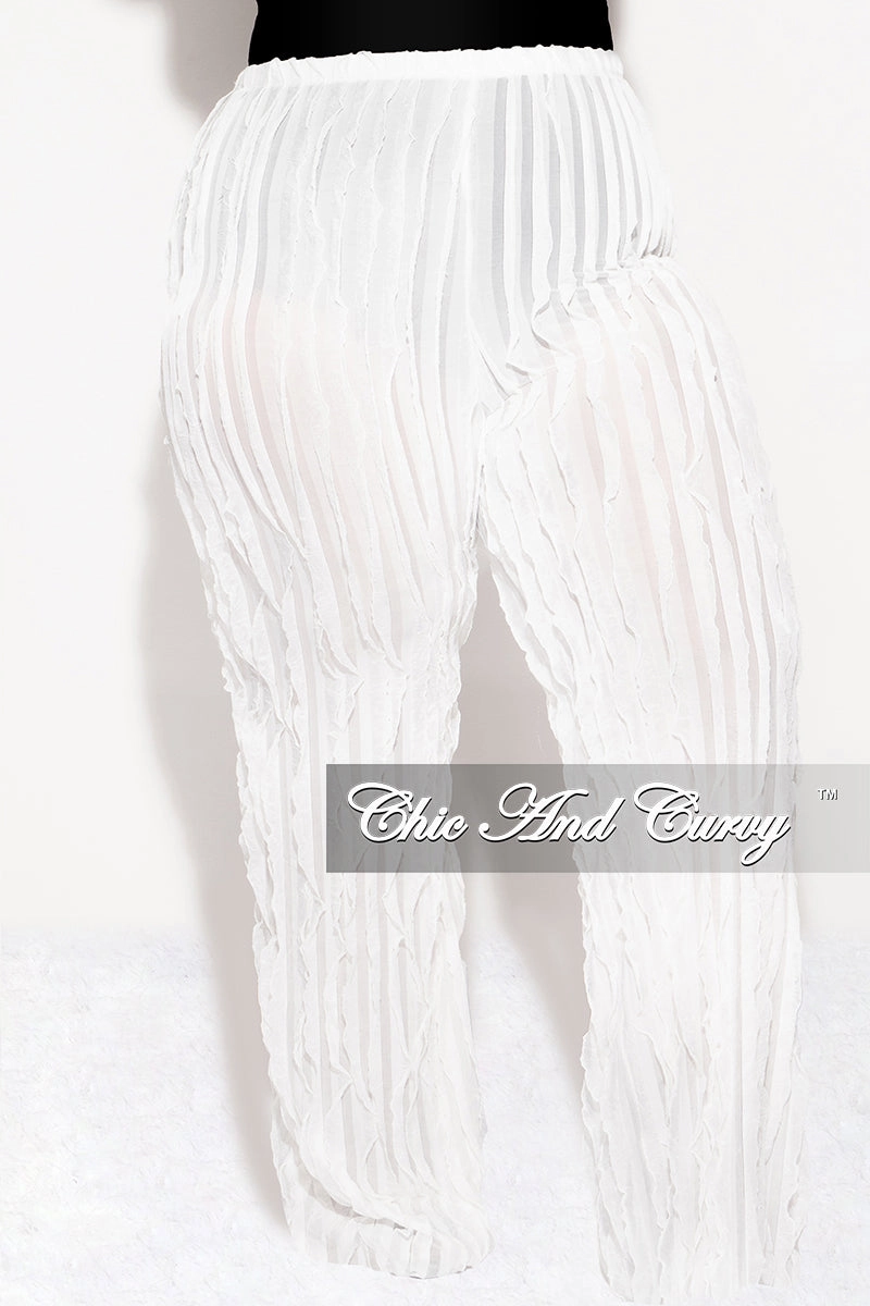 Work Comfort Final Sale Plus Size Ripple Mesh  Pants in Ivory