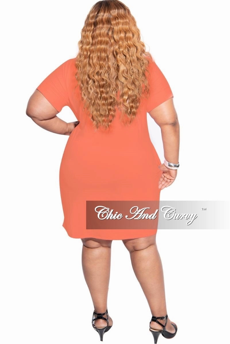 Final Sale Plus Size Rolled Sleeve V-Neck Dress in Ash Cooper ComfortWaistband
