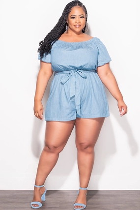 Final Sale Plus Size Romper Blue ArticulatedJoints Perfect Stretch