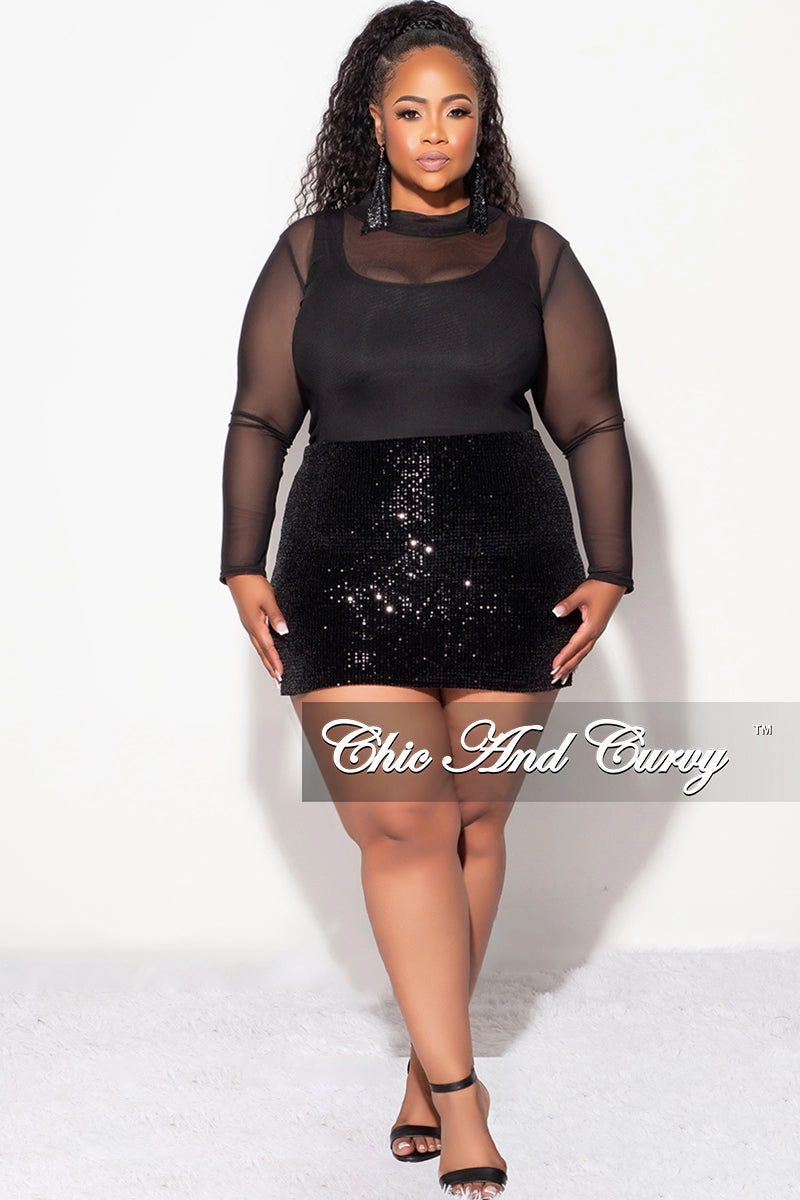 Final Sale Plus Size Sequin Skort in Black LightweightConstruction Comfy Style