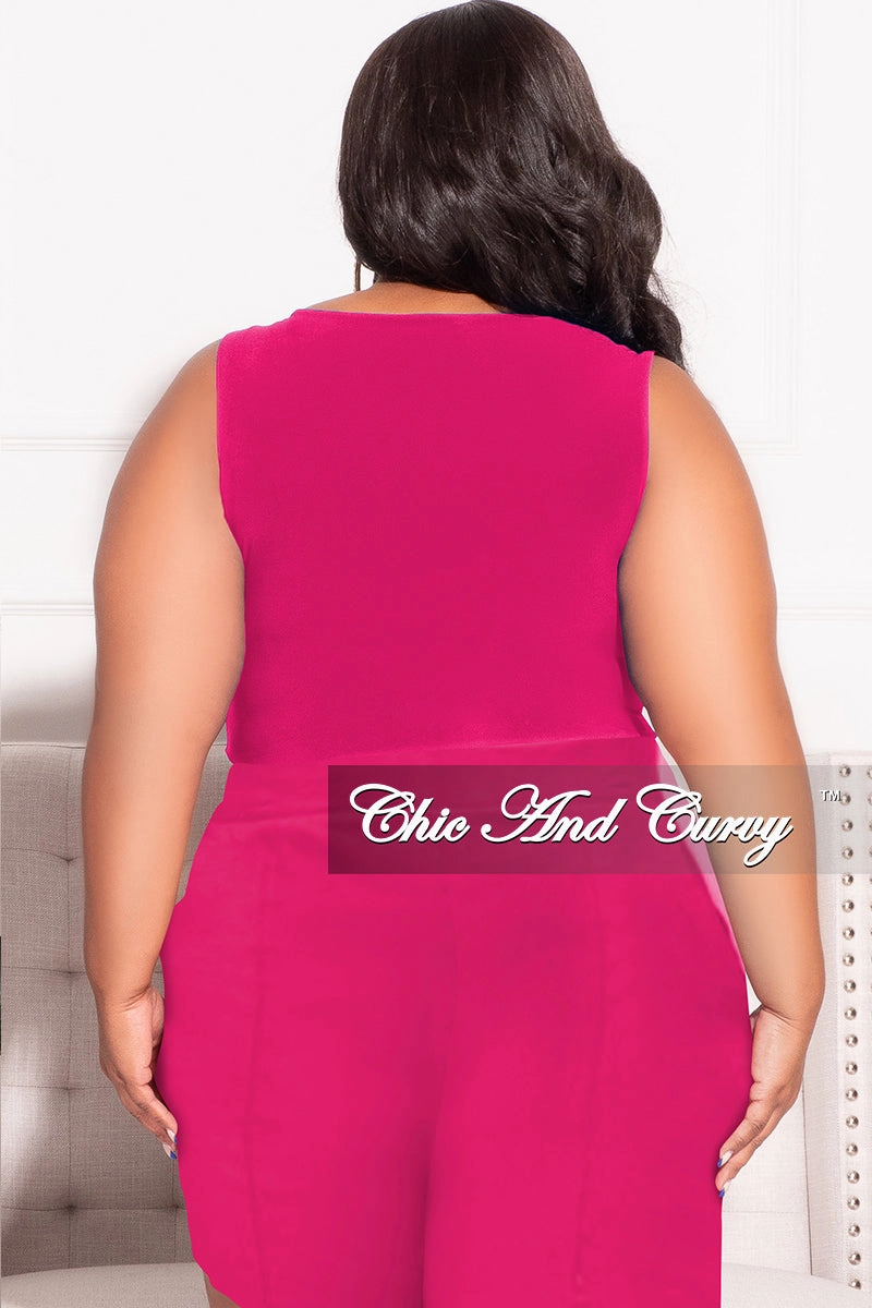 Final Sale Plus Size Sleeveless Crop Top in Fucshia (Top Only) Flexible Use