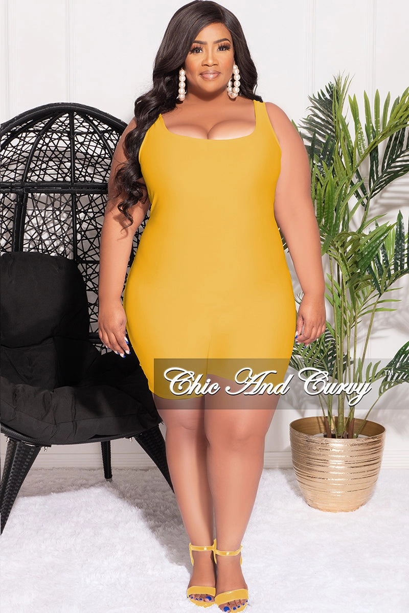Stylish Wear Final Sale Plus Size Sleeveless Romper Golden Yellow