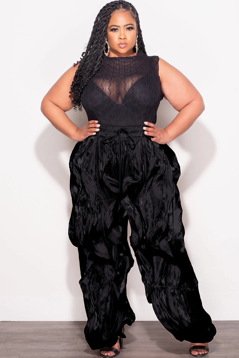 Final Sale Plus Size Sleeveless Sheer Top in Black Easy Care