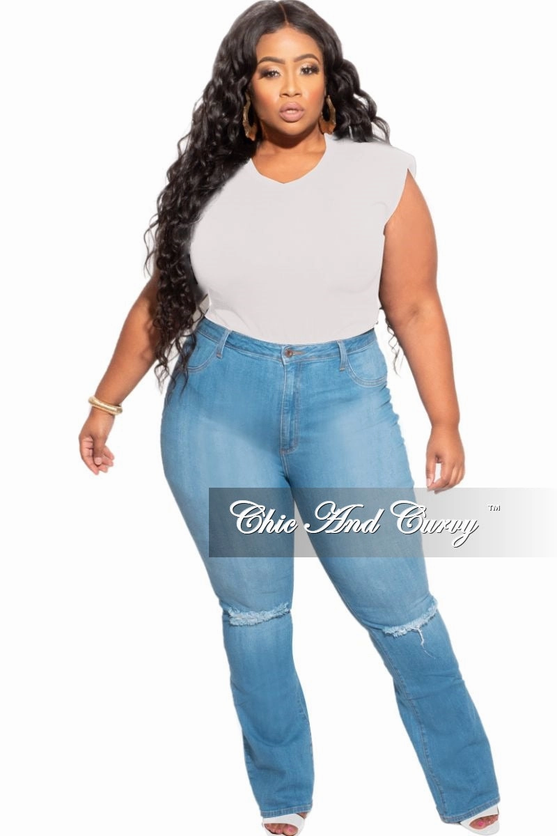 Ergonomic Cut Non Restrictive Final Sale Plus Size Sleeveless Top with Shoulder Pads in Off White
